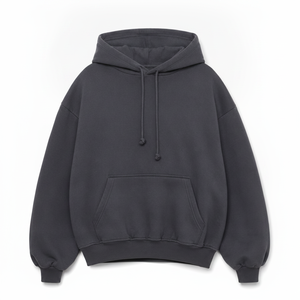 Sweat à capuche oversize gris anthracite pour homme, manches longues, cordon de serrage, col à capuche, en molleton de coton, streetwear - Product Image 1