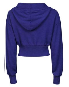 Womens Indigo Blue <b>Cropped</b> <b>Zip</b> <b>Up</b> Hoodie Slim Fit Long Sleeve Casual Streetwear Cotton Fleece Sweatshirt Custom Logo ODM Factory - Product Image 6