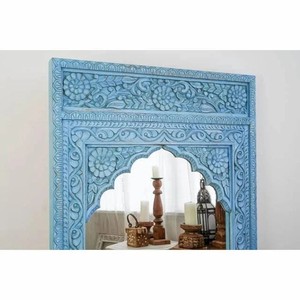 Rustic Sheesham Wood Rectangle Wall <b>Mirror</b> Carvings Decor - Product Image 4