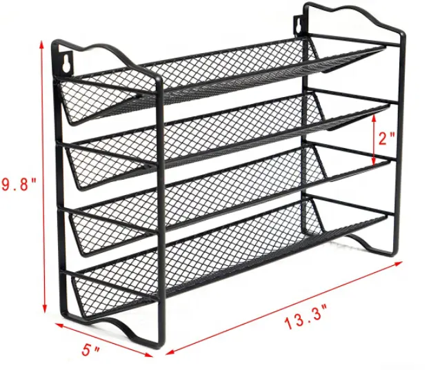 Étagère à épices murale ou comptoir en métal noir, support de cuisine à 4 niveaux, offre spéciale