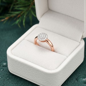 Anillo de Compromiso con Halo de Diamantes Cultivados en Laboratorio, Oro Rosa de 14K, Joyería Fina para Novia - Product Image 1