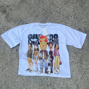 เสื้อยืดโอเวอร์ไซส์ทรงบ็อกซี่สำหรับผู้ชาย ผ้าฝ้าย 100% ระบายอากาศได้ดี แห้งเร็ว ลายกราฟิก สไตล์ไฮสตรีท - Product Image 3