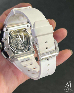 Reloj de Cuarzo Cuadrado con Números Arábigos, Analógico, Cristal Tallado, Correa de Acero Inoxidable, Cronógrafo, Resistente al Agua 5BAR para Hombre - Product Image 4
