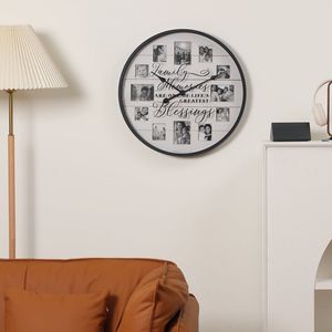 Orologio da Parete con Cornice Portafoto Ispirato al Stile Rustico, Design Silenzioso in Resina - Product Image 5