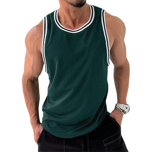 Nouveau débardeur de sport personnalisé pour homme, col en U, séchage rapide, côtelé, sans manches, pour musculation - Product Image 1