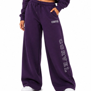 Ensemble de survêtement en molleton épais style urbain avec sweat à capuche court zippé et pantalon de survêtement oversize à jambes larges, personnalisable avec logo, pour l'hiver et l'automne - Product Image 5