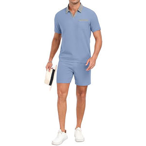 Conjunto deportivo de dos piezas para hombre, chándal corto de verano, camiseta ligera y pantalones cortos, conjunto de dos piezas de secado rápido, traje deportivo para correr. - Product Image 3