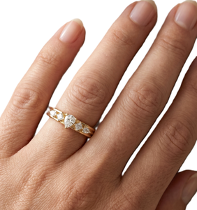 Nouvelle Arrivée Bague de Fiançailles Minimaliste en Or Massif 14K avec Diamant de Laboratoire Poire et Princesse, Sertie à Griffes et Grappe Multi-Pierres - Product Image 6