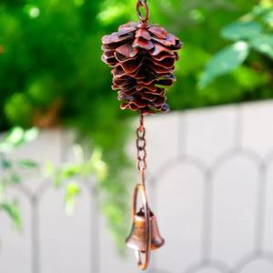 Cadena de lluvia metálica antigua decorativa para jardín, fuente de agua para paisajismo exterior, hecha a mano en India - Product Image 5