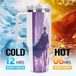 Stainless Steel Tumbler 40oz With Handle For <b>Coffee</b> And Tea Travel Use - Product Image 6