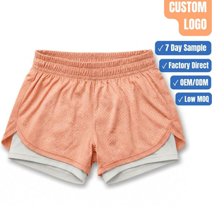 Shorts de course pour femmes en maille respirante, jupe d'entraînement athlétique, logo personnalisé OEM, faible MOQ - Product Image 1