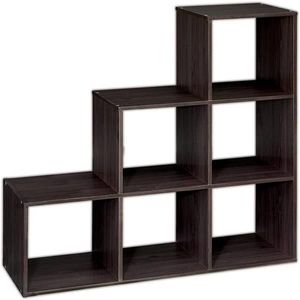 Libreria Organizzatore in Legno Marrone Scuro a 6 Cubi, Scaffale Aperto con 3-2-1 Cubi di Stoccaggio - Product Image 2