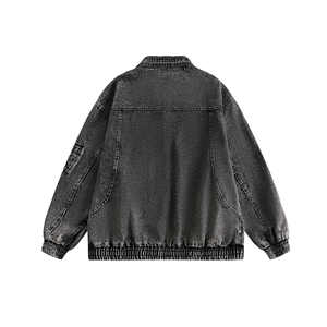 Adjustment Collar Winter Outerwear Warm Denim <b>Jackets</b> for Men & <b>Women</b> Ribbed Cuff & Hem Streetwear Zip-Up Black Denim <b>Jacket</b> - Product Image 2