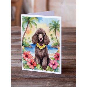 Whimsical A7 Size <b>5x7</b> Blank Note Cards Pack of 8 Chocolate Poodle Luau Greeting Cards with <b>Envelopes</b> - Product Image 2