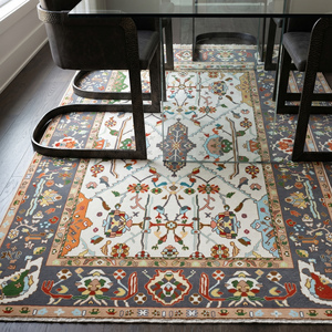 Alfombra Clásica de Lana Anudada a Mano de Primera Calidad, Multicolor, Tradicional Persa con Medallón Floral, Pelo Plano, para Sala de Estar y Dormitorio - Product Image 3