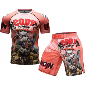 Fox Print Rash Guard Set Men's Short Sleeve Quick Dry <b>Athletic</b> Training Kit Sublimation Printed Sport Wear - Product Image 4