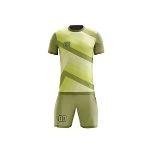 Maillot de football sans manches ou à manches courtes 100 % polyester, imprimé par sublimation, avec short assorti, respirant et à séchage rapide, vêtements de sport - Product Image 1