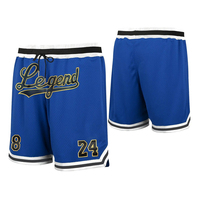 Shorts de basket-ball personnalisés en mesh unisexe, respirants, séchage rapide, durables, impression numérique, broderie, nom et numéro d'équipe, adultes