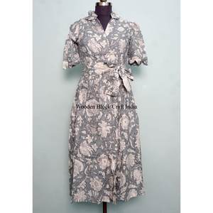 Robe longue en coton indien imprimée à la main, robe de mariage indienne, vêtement d'été pour fille, robe 100% coton - Product Image 1