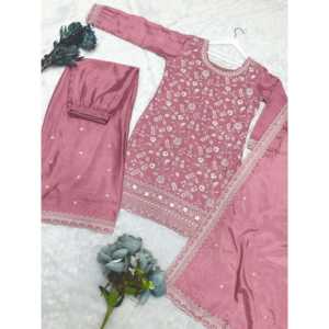 Conjunto Elegante de Top y Pantalones Plazzo para Mujer con Bordado y Dupatta - Product Image 6