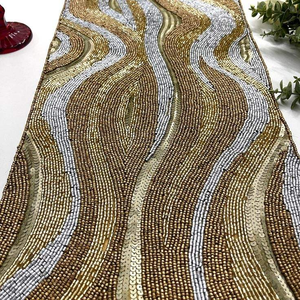 Premium Design Beaded <b>Table</b> <b>Runner</b> Featuring Hand Embroidery Accents Sparkling Handmade Beaded <b>Table</b> Decor With Glass Seed Beads - Product Image 5