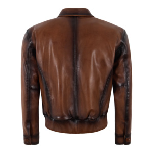Chaqueta Bomber de Cuero Encerado Vintage para Hombre, Piel de Cordero Genuina, Forro Acolchado, Estilo Piloto Clásico, Invierno, OEM, ODM, Personalizable - Product Image 4