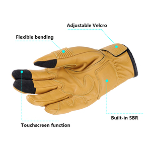 Guantes de Motocicleta de Cuero Genuino para Hombre, para Todas las Estaciones, con Protección Antideslizante y Antiviento, Agarre para Carreras en Carretera - Product Image 2
