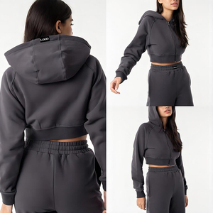 Tracksuit Custom Printed Cotton Zip Hoodie Set Winter Pink <b>Wind</b> <b>Breaker</b> High Quality Women Tracksuit - Product Image 6