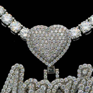 Elegante colgante de diamante chapado en oro para mujer con cadena de tenis a juego de 3mm en plata de ley con joyería de diamantes VVS moissanite - Product Image 4