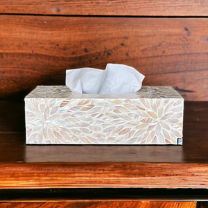 Caja decorativa rectangular para pañuelos, soporte para pañuelos de nácar, caja para pañuelos en blanco y negro - Product Image 5