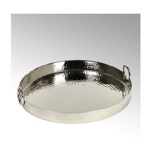 Plateau de service en acier inoxydable, grand plateau rond en métal, plateau de service durable à finition miroir pour la restauration - Product Image 1