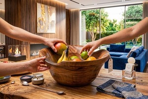 Handcrafted <b>wooden</b> serving bowl perfect for <b>rustic</b> farmhouse kitchen home <b>dining</b> <b>table</b> decorative versatile serving use - Product Image 1