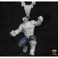 Designer-Superhelden-Halskette mit Luxus-Streetwear-Schmuck und Silber-Blau-Finish