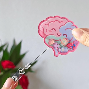 Cute Brain Acrylic Shaker Cute Charms Custom Acrylic Shaker <b>Keychain</b> Keyring Wholesale Custom <b>Personalized</b> Design For Nurse - Product Image 4