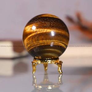 Vente en gros de sphères de cristal d'œil de tigre naturel, pierres précieuses polies, décoration Feng Shui pour la maison - Product Image 2