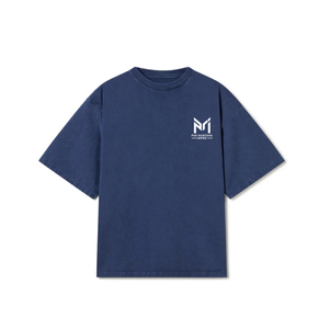 Men's <b>White</b> <b>T</b>-<b>Shirt</b> Short Sleeve O-Neck Regular Fit Contrast Blue Trim Casual Knitted Printed Design Eco-Friendly 100% Cotton - Product Image 1