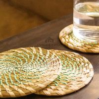 Sets de table ronds traditionnels en rotin tressé à la main, en canne naturelle, écologiques, résistants à la chaleur et antidérapants pour mariage et repas