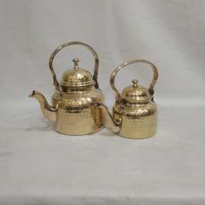 Vintage Hammered Brass <b>Teapot</b> <b>Set</b> with Lid Handle Classic Design No Accessories for Dining Use From Indian Export International - Product Image 1