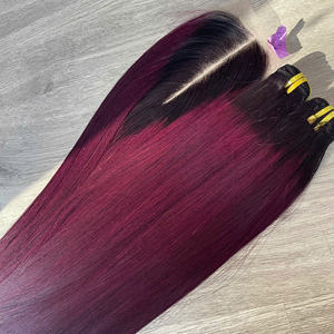 ชุดมัดผมสีเบอร์กันดีพร้อมฝาปิดวิกผมคนจากเวียดนามลูกไม้สวิสแบบสองชั้นคุณภาพสูง - Product Image 4