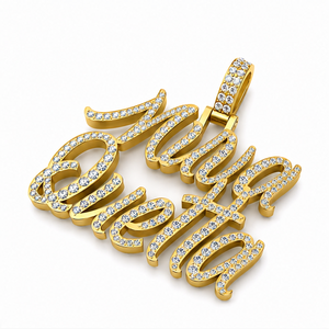 Custom Iced 925 <b>Silver</b> Gold Plated Cursive Name Pendant Moissanite Diamond Pendant Channel Setting Luxury Personalized Jewelry - Product Image 1