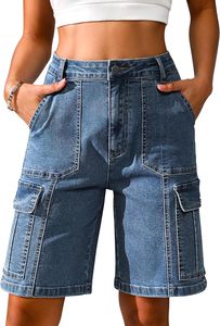 Nouveauté 2026 Shorts cargo blancs pour femme, taille haute, à braguette boutonnée, en toile, décontractés, respirants, coupe droite, couleur unie, ODM - Product Image 5