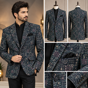 Embroidered velvet Fabric Wide Dark Blue With Floral Pattern For Home Textile Blankets Throws jacket abaya bridal wear <b>kaftan</b> - Product Image 3