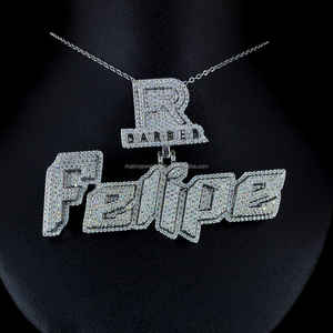 Iced Out Custom Moissanite Colgantes Charms Latter Bail 925 Silver Full Setting Custom Letter Moissanite Pendant - Product Image 3