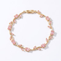 Bracelet en chaîne à feuilles en laiton plaqué or de style européen, zircon, design élégant et tendance, usage quotidien, cadeau de mariage pour femmes