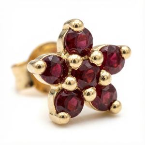 Garnet Flower Stud <b>Earrings</b> 925 Sterling Silver 14K Gold Plated <b>Red</b> Gemstone Cluster <b>Earrings</b> Gift For Women - Product Image 3