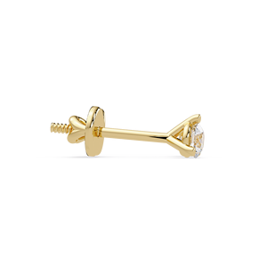 Round Brilliant Cut Lab Grown Diamond Stud <b>Earrings</b> Three Prong Martini Screw <b>Back</b> Jewelry 14K 18k Pure Gold Engagement <b>Earrings</b> - Product Image 5