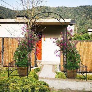 Arco da Giardino in Metallo Nero 79.5 L x 86.6 H con Due Supporti per Piante Rampicanti, Traliccio/Portico per Rose da Esterno - Product Image 6