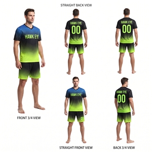 Conjunto de Camiseta y Pantalones Cortos de Fútbol para Hombre Hawk Eye, Sublimados con Degradado de Color, Cuello en V, Manga Corta, Poliéster, Ajuste Atlético, para Todas las Temporadas - Product Image 2