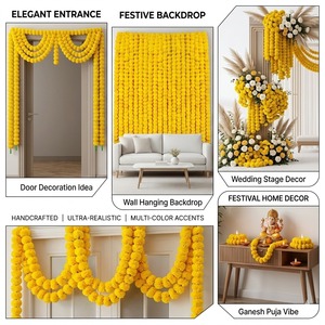 ดอกไม้ดาวเรืองปลอมงานรับปริญญางานประดิษฐ์ทำจากพลาสติกแบบยาวงานประดิษฐ์ดอกไม้งานแต่งแบบอินเดีย - Product Image 2