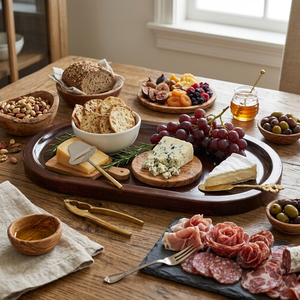Plateau ovale moderne en bois d'acacia écologique personnalisé, mini plateau à charcuterie, plateau à fromage, plateau de service pour collations, plateau décoratif pour gâteaux - Product Image 6
